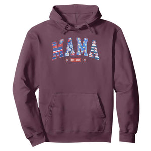American Mama Est 2025 Hoodie 4th of July Pregnancy Reveal TS10 Maroon Print Your Wear