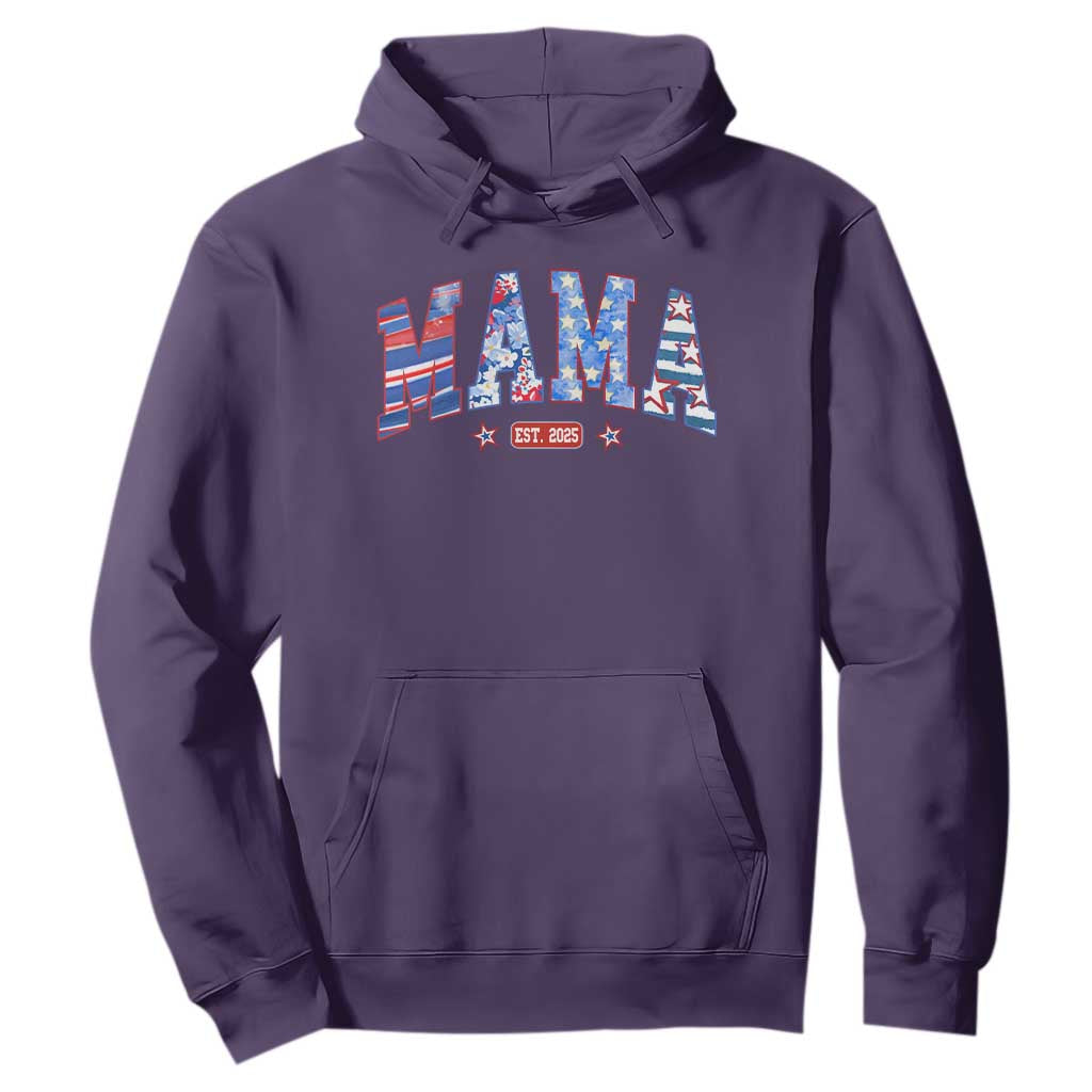 American Mama Est 2025 Hoodie 4th of July Pregnancy Reveal TS10 Purple Print Your Wear