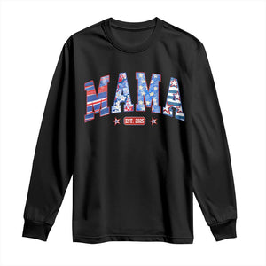American Mama Est 2025 Long Sleeve Shirt 4th of July Pregnancy Reveal TS10 Black Print Your Wear