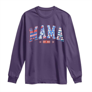 American Mama Est 2025 Long Sleeve Shirt 4th of July Pregnancy Reveal TS10 Purple Print Your Wear