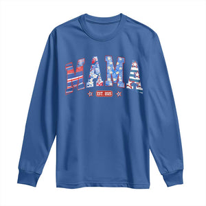 American Mama Est 2025 Long Sleeve Shirt 4th of July Pregnancy Reveal TS10 Royal Blue Print Your Wear