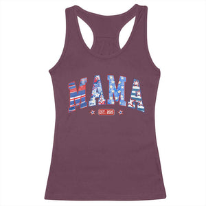 American Mama Est 2025 Racerback Tank Top 4th of July Pregnancy Reveal TS10 Maroon Print Your Wear