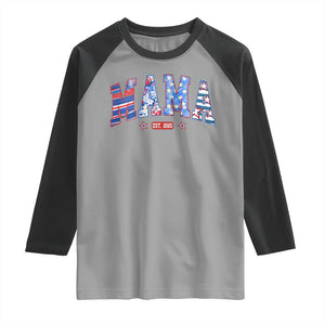 American Mama Est 2025 Raglan Shirt 4th of July Pregnancy Reveal TS10 Sport Gray Black Print Your Wear