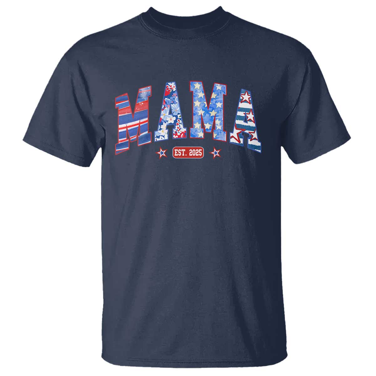 American Mama Est 2025 T Shirt 4th of July Pregnancy Reveal TS10 Navy Print Your Wear