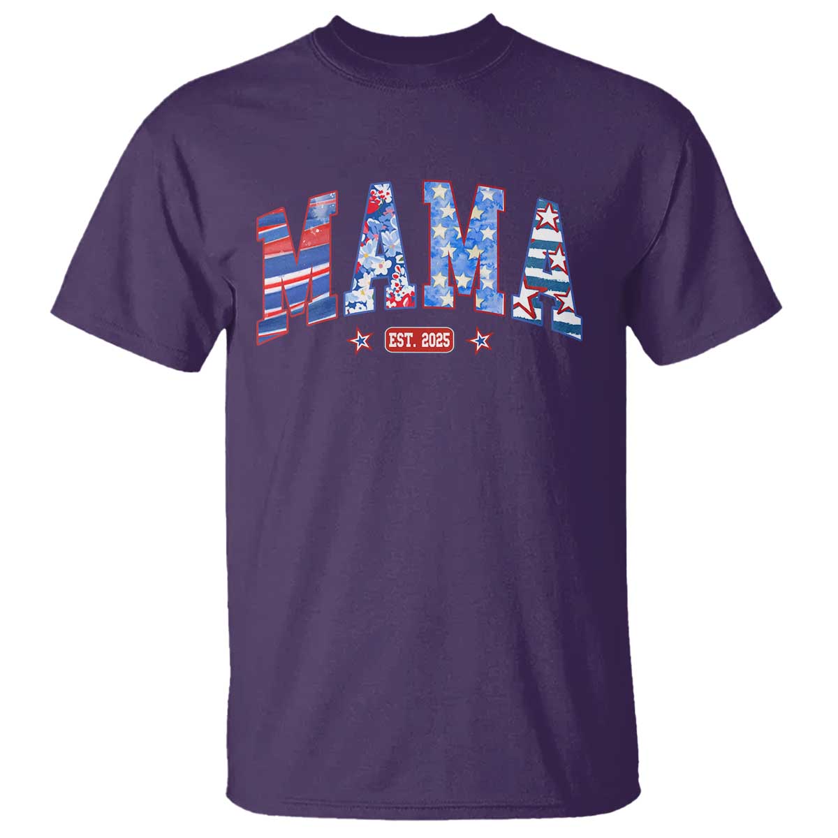 American Mama Est 2025 T Shirt 4th of July Pregnancy Reveal TS10 Purple Print Your Wear