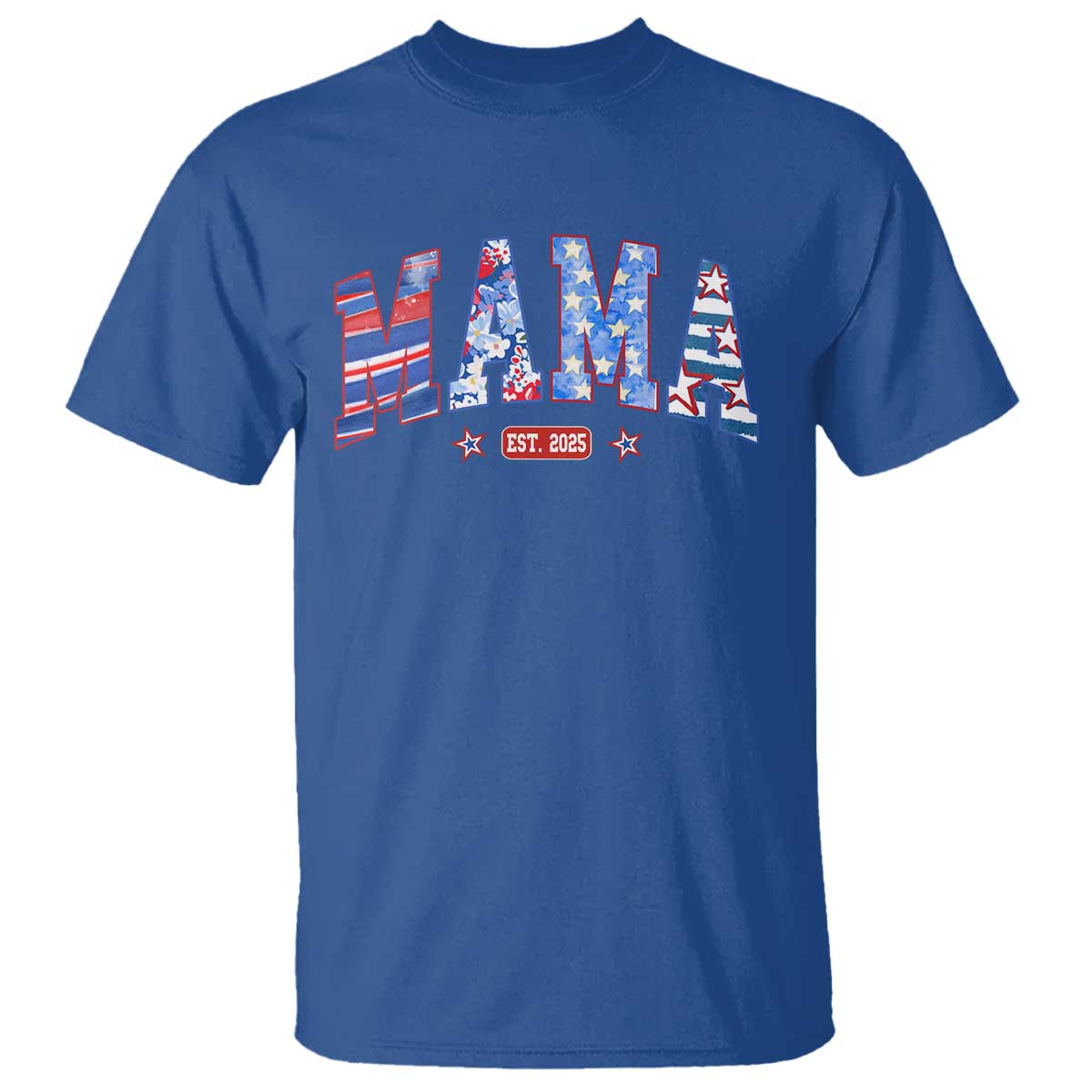 American Mama Est 2025 T Shirt 4th of July Pregnancy Reveal TS10 Royal Blue Print Your Wear
