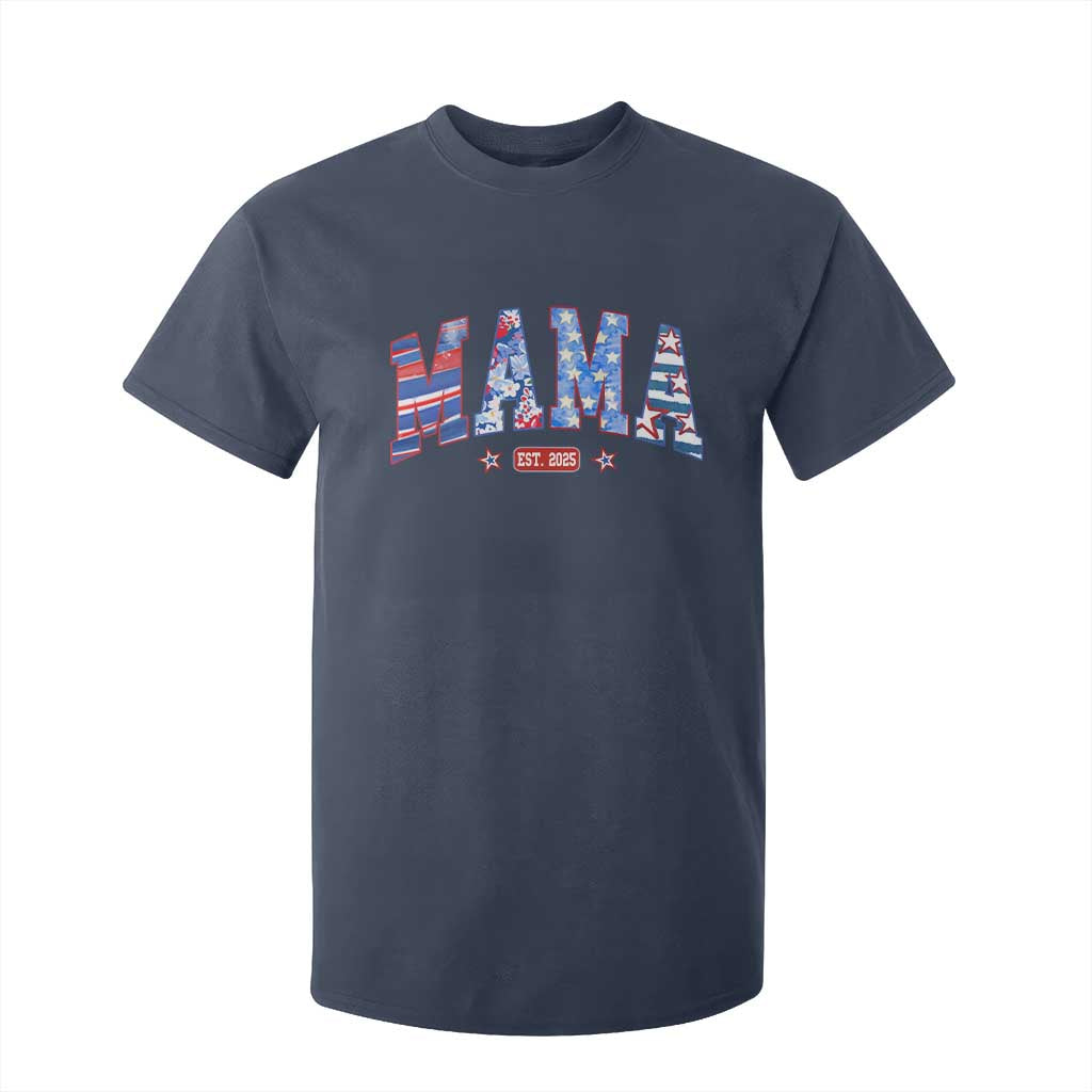 American Mama Est 2025 T Shirt For Kid 4th of July Pregnancy Reveal TS10 Navy Print Your Wear