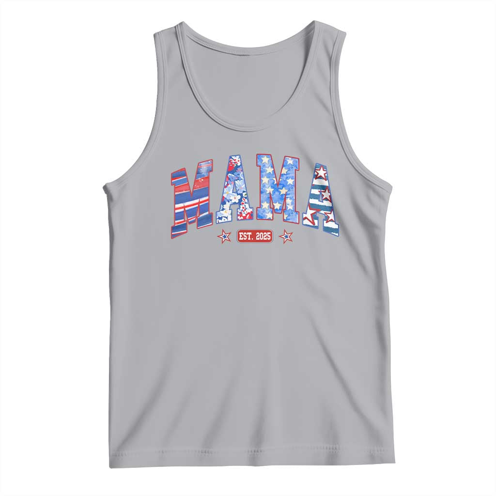 American Mama Est 2025 Tank Top 4th of July Pregnancy Reveal TS10 Athletic Heather Print Your Wear