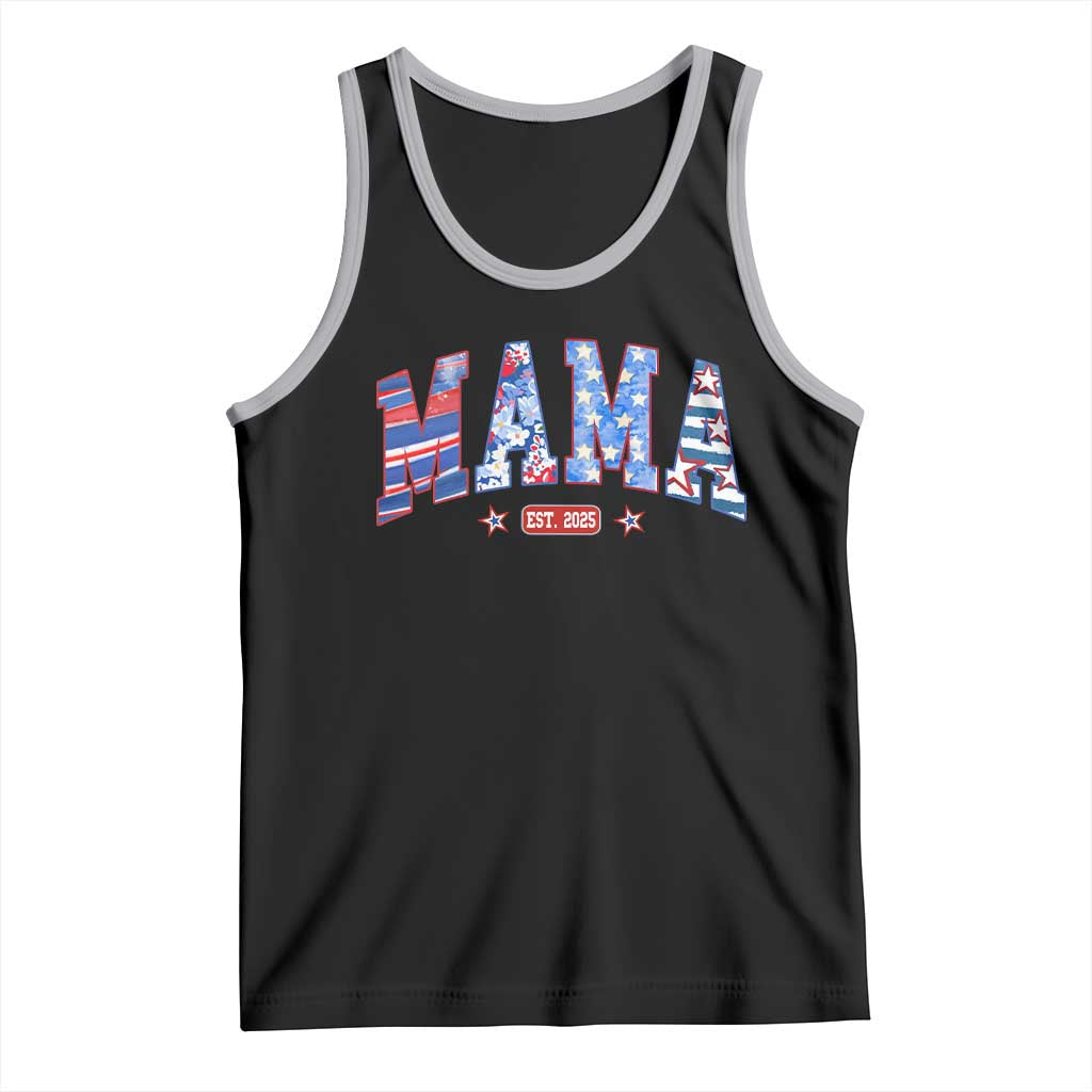 American Mama Est 2025 Tank Top 4th of July Pregnancy Reveal TS10 Black Athletic Heather Print Your Wear