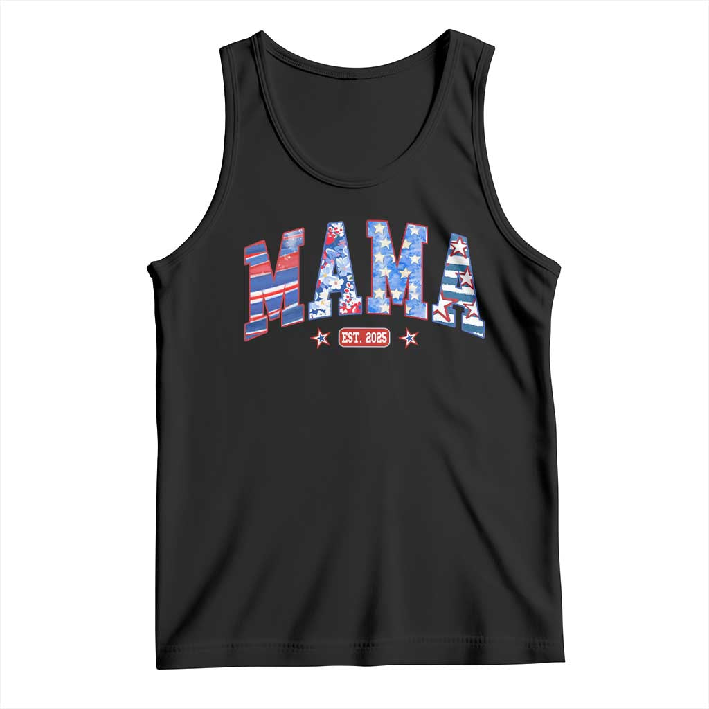 American Mama Est 2025 Tank Top 4th of July Pregnancy Reveal TS10 Black Print Your Wear