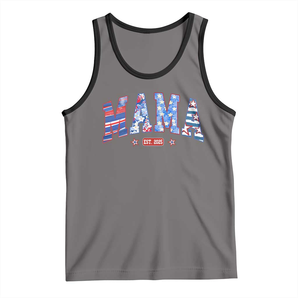 American Mama Est 2025 Tank Top 4th of July Pregnancy Reveal TS10 Deep Heather Black Print Your Wear