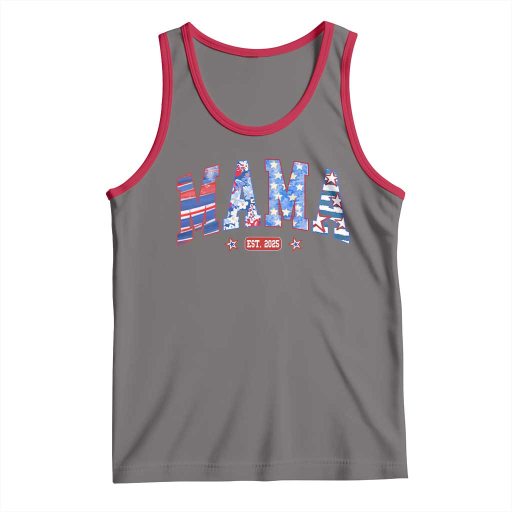 American Mama Est 2025 Tank Top 4th of July Pregnancy Reveal TS10 Deep Heather Red Print Your Wear