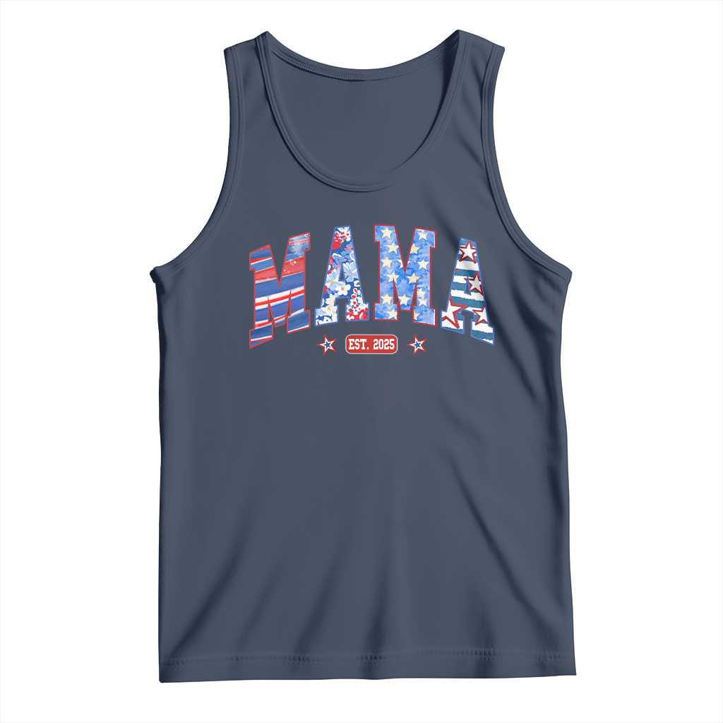 American Mama Est 2025 Tank Top 4th of July Pregnancy Reveal TS10 Navy Print Your Wear