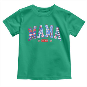 American Mama Est 2025 Toddler T Shirt 4th of July Pregnancy Reveal TS10 Irish Green Print Your Wear