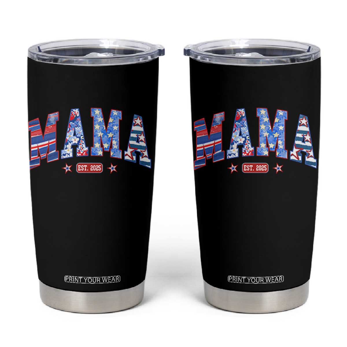American Mama Est 2025 Tumbler Cup 4th of July Pregnancy Reveal TS10 Black Print Your Wear