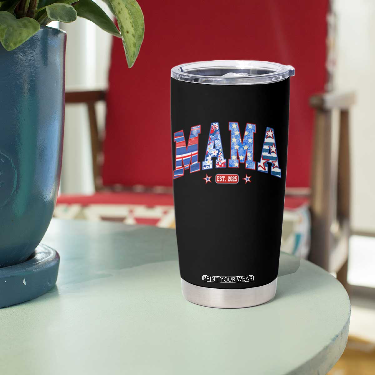 American Mama Est 2025 Tumbler Cup 4th of July Pregnancy Reveal TS10 Print Your Wear