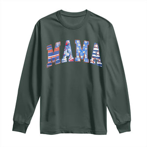 American Mama Long Sleeve Shirt 4th of July TS10 Dark Forest Green Print Your Wear