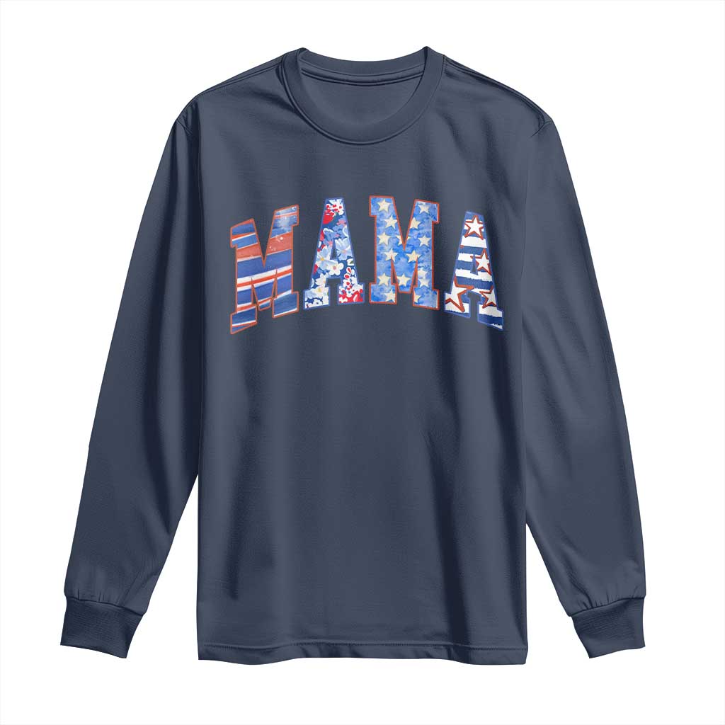 American Mama Long Sleeve Shirt 4th of July TS10 Navy Print Your Wear