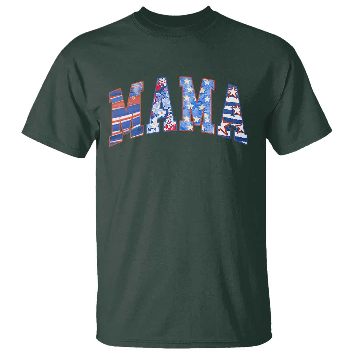 American Mama T Shirt 4th of July TS10 Dark Forest Green Print Your Wear