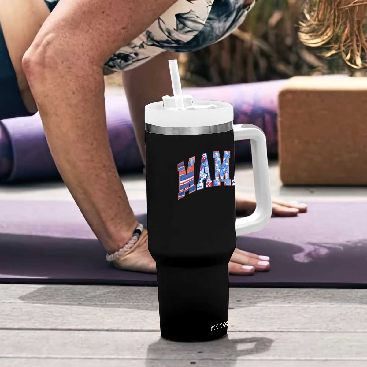 American Mama Tumbler With Handle 4th of July TS10 Print Your Wear