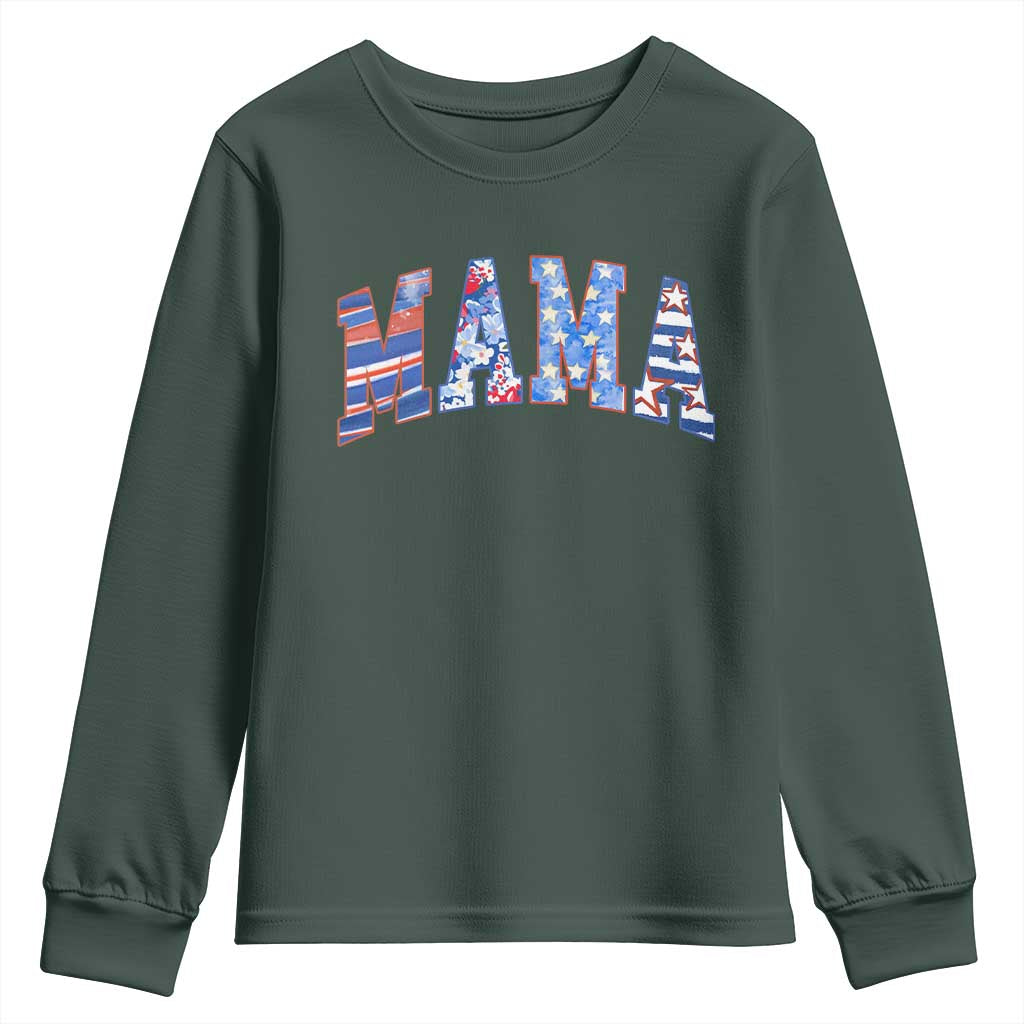 American Mama Youth Sweatshirt 4th of July TS10 Dark Forest Green Print Your Wear