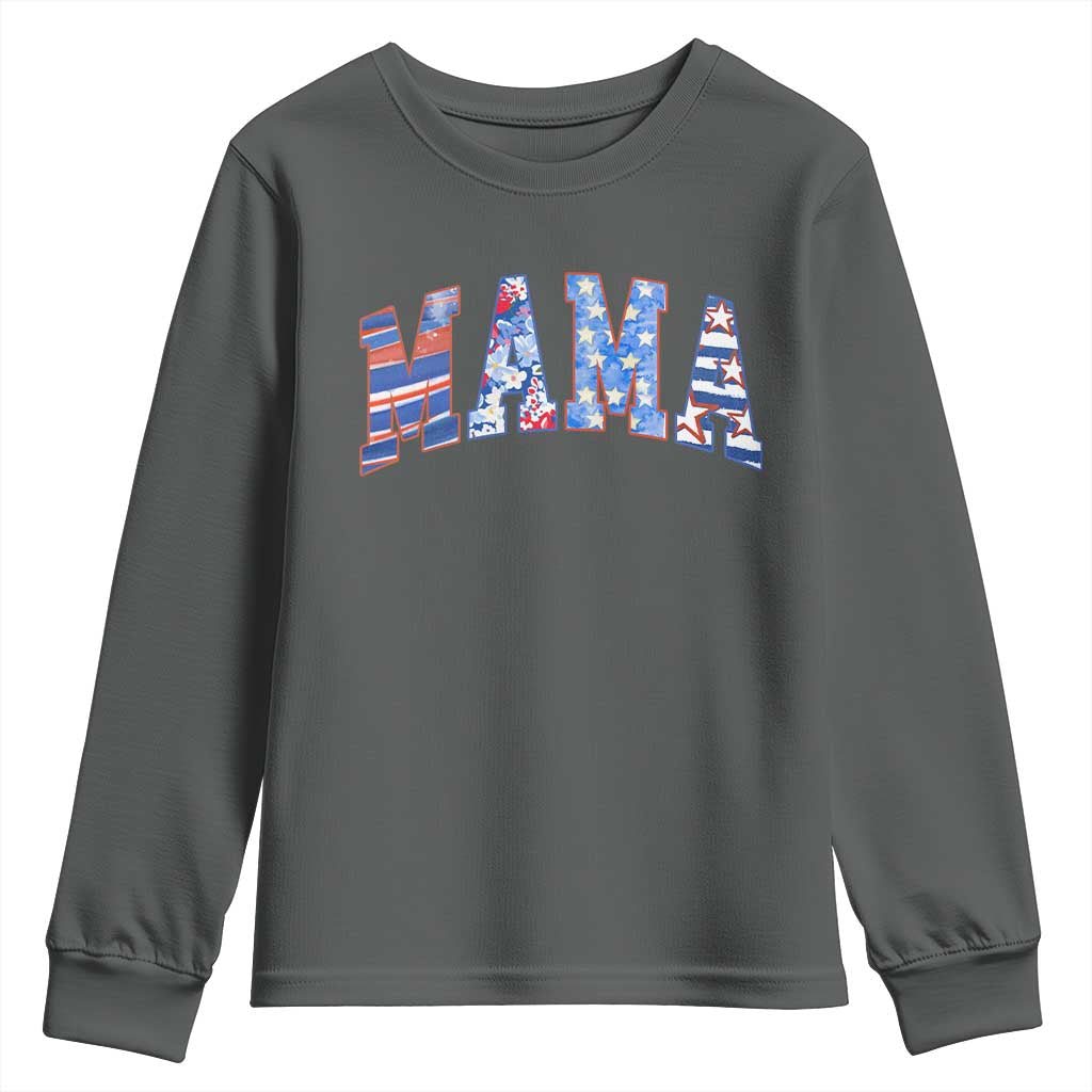 American Mama Youth Sweatshirt 4th of July TS10 Dark Heather Print Your Wear