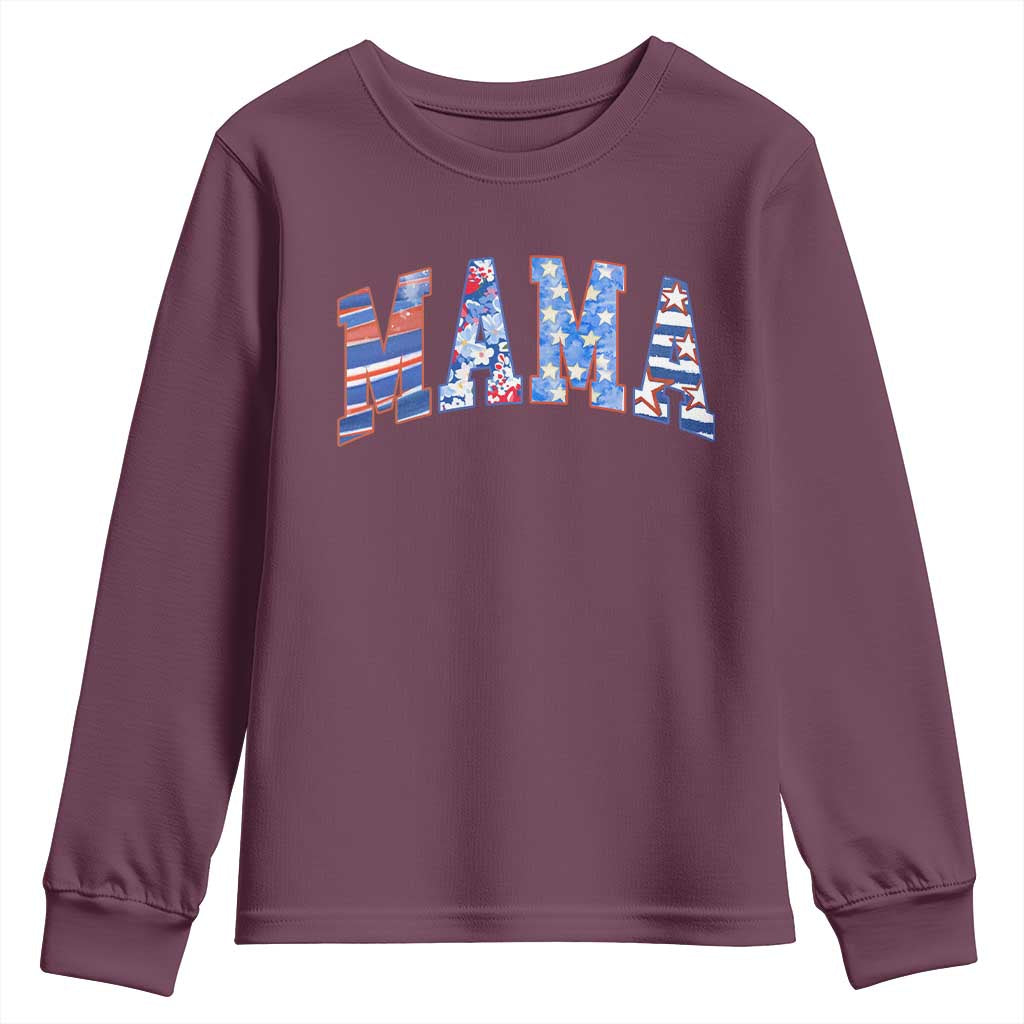 American Mama Youth Sweatshirt 4th of July TS10 Maroon Print Your Wear