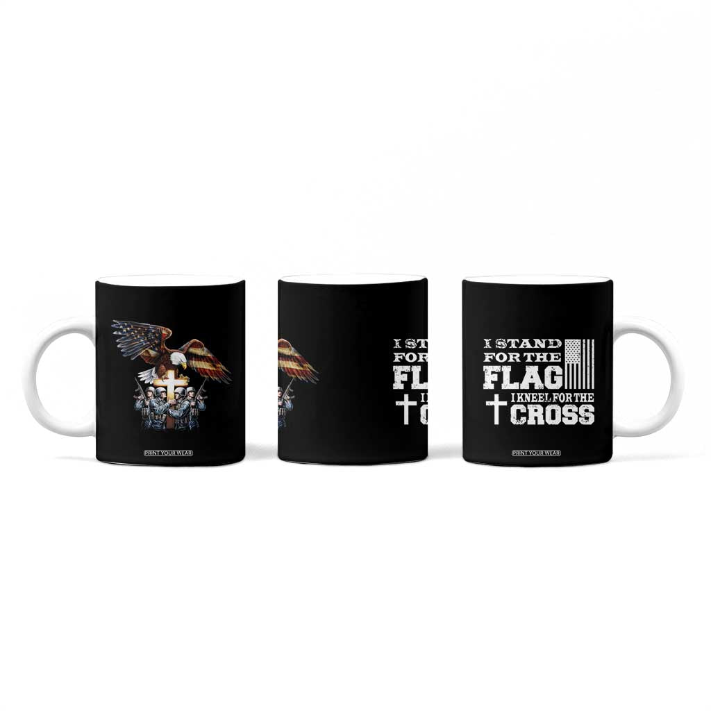 American Patriot Christian Coffee Mug Stand For the Flag Kneel For the Cross Eagle TB09 Print Your Wear
