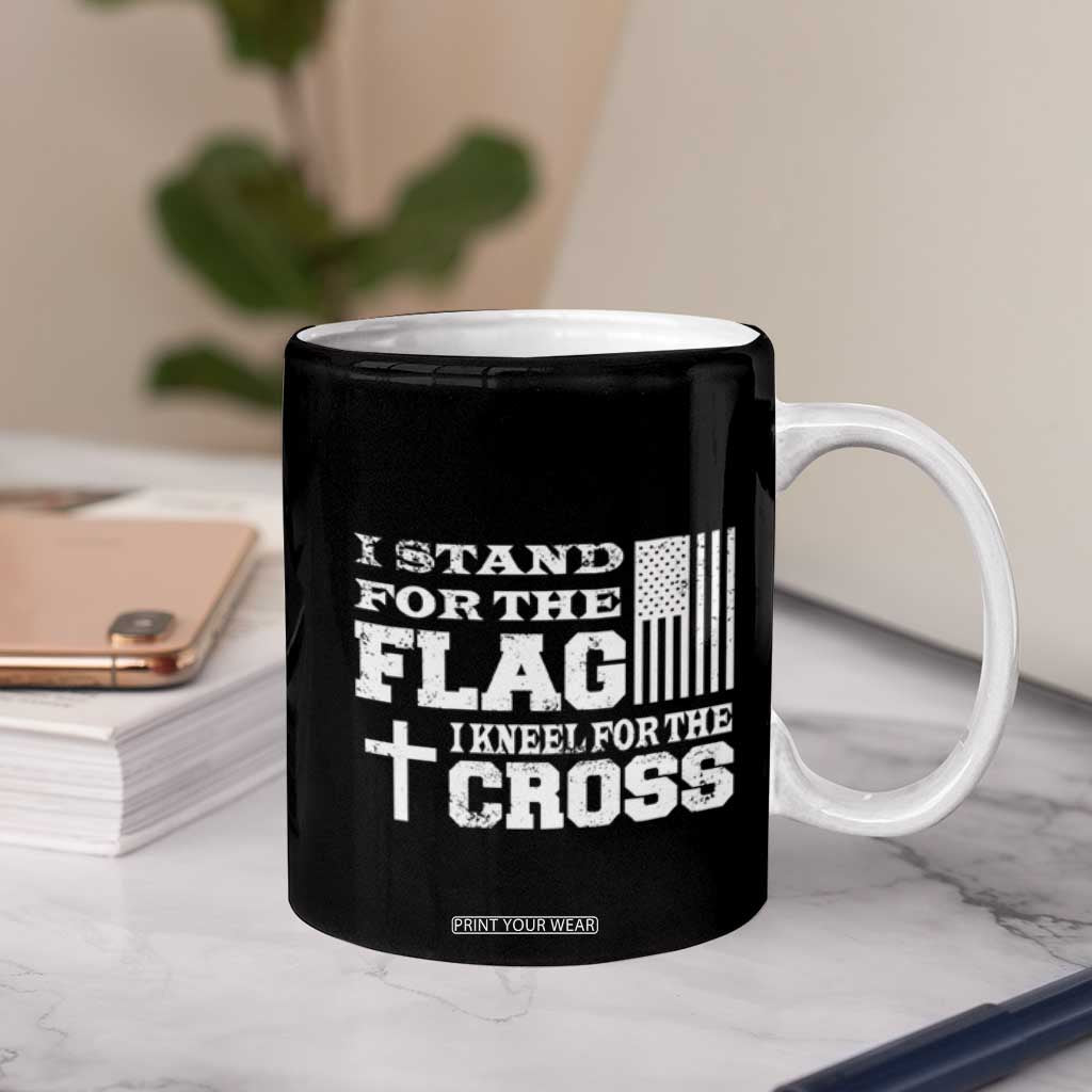 American Patriot Christian Coffee Mug Stand For the Flag Kneel For the Cross Eagle TB09 Print Your Wear