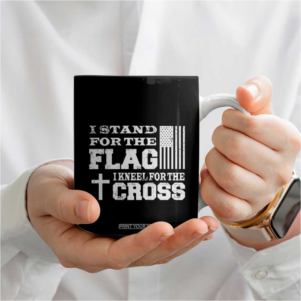 American Patriot Christian Coffee Mug Stand For the Flag Kneel For the Cross Eagle TB09 Print Your Wear