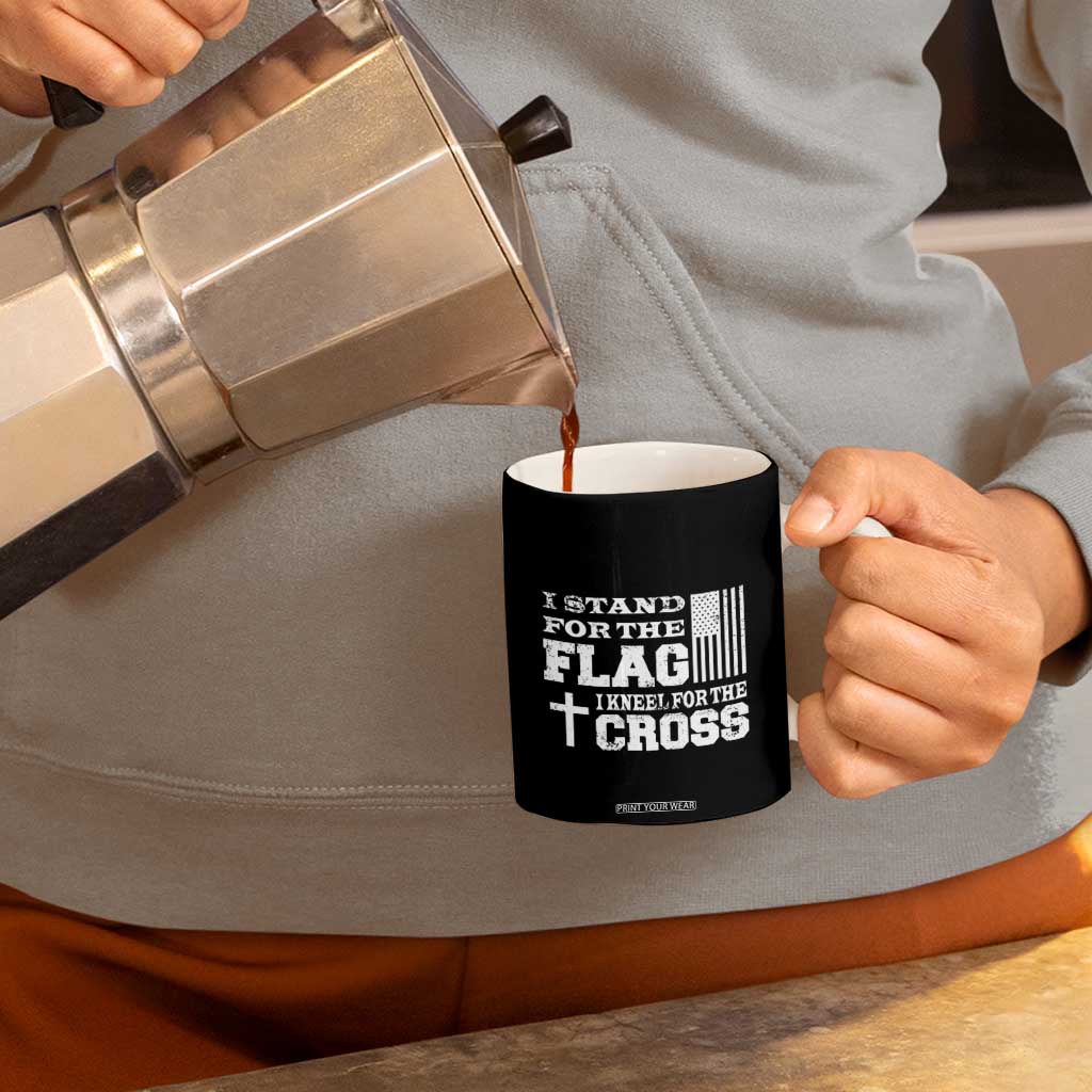 American Patriot Christian Coffee Mug Stand For the Flag Kneel For the Cross Eagle TB09 Print Your Wear