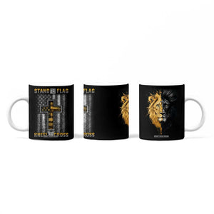 American Patriot Christian Coffee Mug Stand For the Flag Kneel For the Cross Lion TB09 Print Your Wear