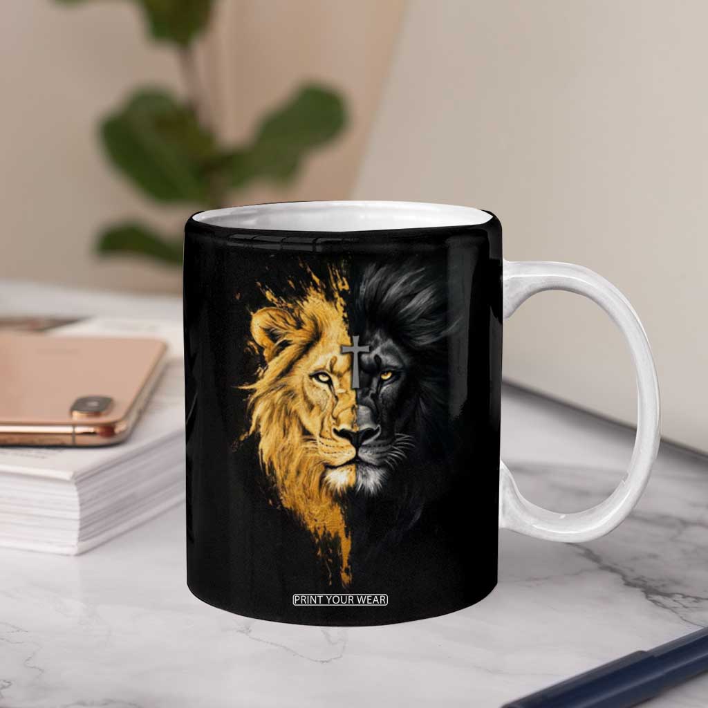 American Patriot Christian Coffee Mug Stand For the Flag Kneel For the Cross Lion TB09 Print Your Wear