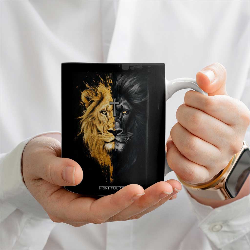 American Patriot Christian Coffee Mug Stand For the Flag Kneel For the Cross Lion TB09 Print Your Wear