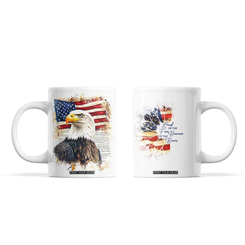 American Patriot Coffee Mug Land Of The Free Because Of The Brave TB09 White Print Your Wear