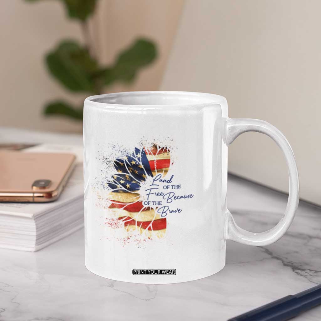 American Patriot Coffee Mug Land Of The Free Because Of The Brave TB09 Print Your Wear
