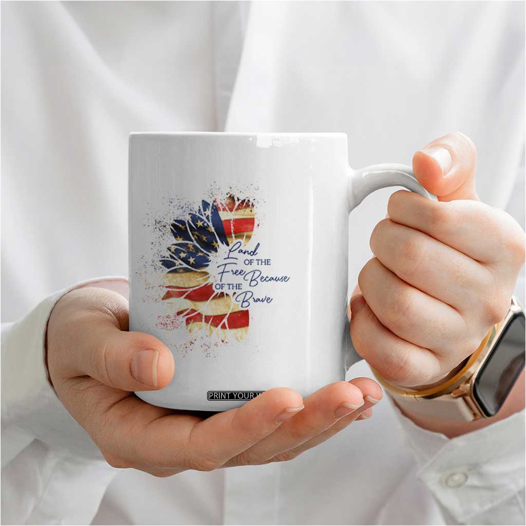 American Patriot Coffee Mug Land Of The Free Because Of The Brave TB09 Print Your Wear