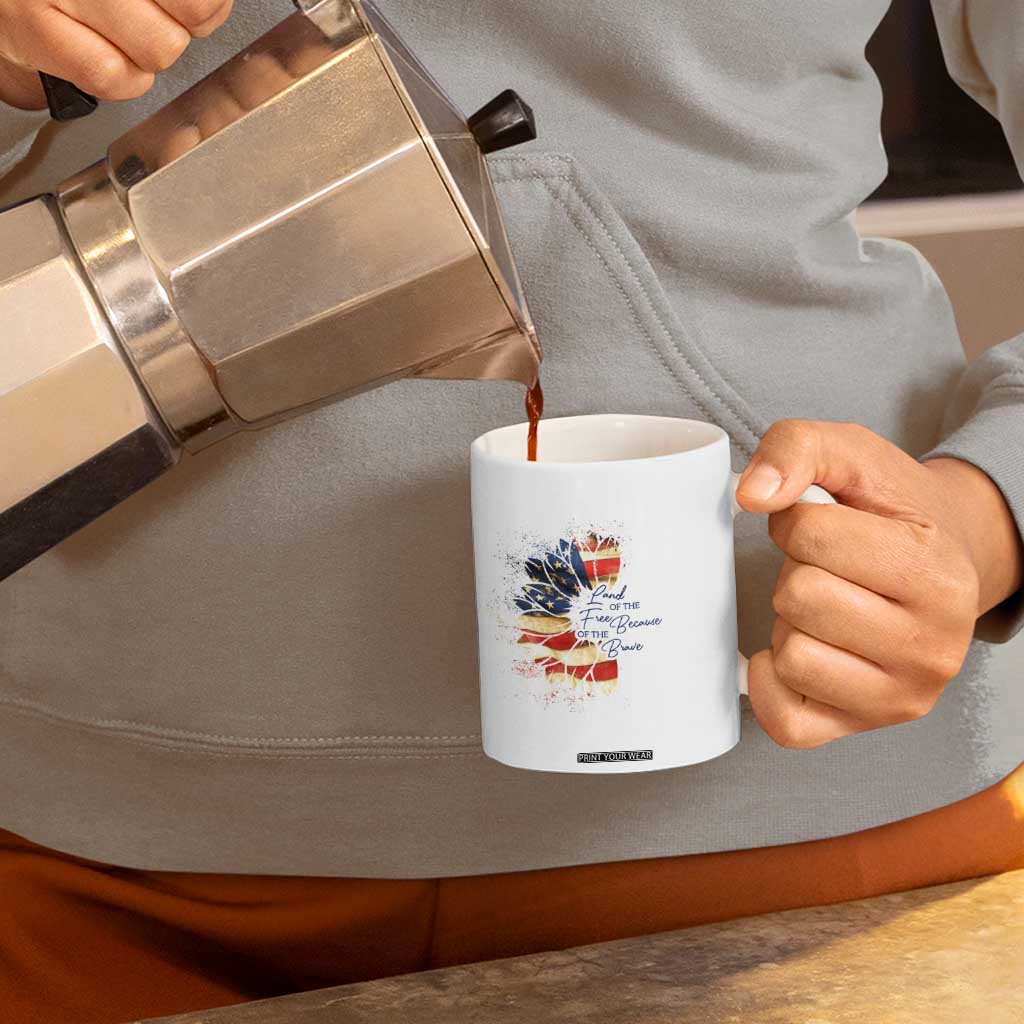 American Patriot Coffee Mug Land Of The Free Because Of The Brave TB09 Print Your Wear