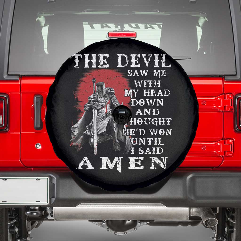 American Patriot Spare Tire Cover The Devil Saw Me With My Head Down Until I Said Amen US Soldier TS02 Black Print Your Wear