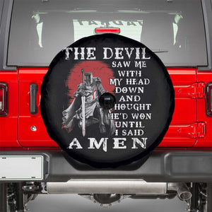 American Patriot Spare Tire Cover The Devil Saw Me With My Head Down Until I Said Amen US Soldier TS02 Black Print Your Wear