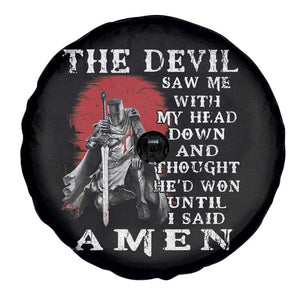 American Patriot Spare Tire Cover The Devil Saw Me With My Head Down Until I Said Amen US Soldier TS02 Print Your Wear