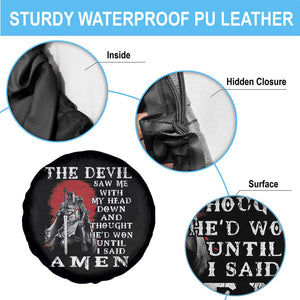 American Patriot Spare Tire Cover The Devil Saw Me With My Head Down Until I Said Amen US Soldier TS02 Print Your Wear