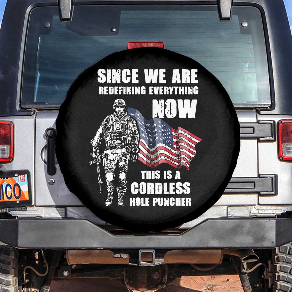 American Patriot Spare Tire Cover This Is A Cordless Hole Puncher US Flag Rifle TS02 No hole Black Print Your Wear