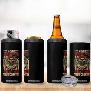 American Veteran 4 in 1 Can Cooler Tumbler Never Underestimate An Old Man Who Defended Your Country TS02 Print Your Wear
