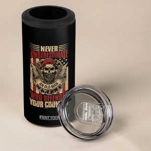 American Veteran 4 in 1 Can Cooler Tumbler Never Underestimate An Old Man Who Defended Your Country TS02 Print Your Wear