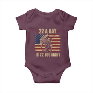 American Veteran Baby Onesie 22 A Day Is 22 Too Many Veteran Lives Matter TS02 Maroon Print Your Wear