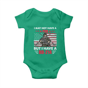 American Veteran Baby Onesie I May Not Have A PhD But Have A DD-214 US Bald Eagle TS02 Irish Green Print Your Wear