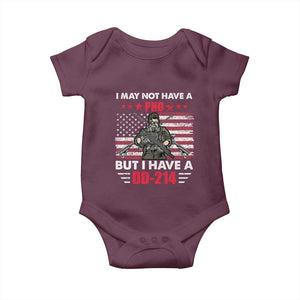 American Veteran Baby Onesie I May Not Have A PhD But Have A DD-214 US Bald Eagle TS02 Maroon Print Your Wear