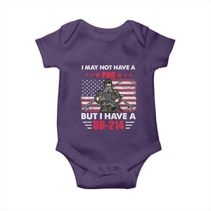 American Veteran Baby Onesie I May Not Have A PhD But Have A DD-214 US Bald Eagle TS02 Purple Print Your Wear