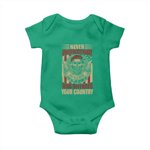 American Veteran Baby Onesie Never Underestimate An Old Man Who Defended Your Country TS02 Irish Green Print Your Wear